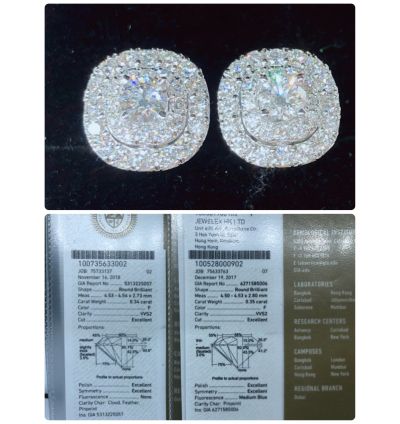 Bông tai kim cương 4.5m F GIA